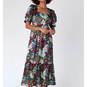 CROSBY Mollie Burch Laney Dress Charmed Print NWT Large Statement Maxi